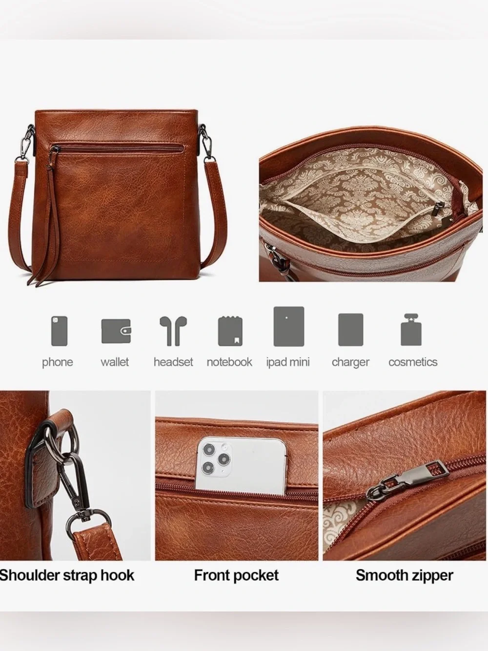 NWT - Auralith Soft Leather Handbags for Women - 3 Piece Set